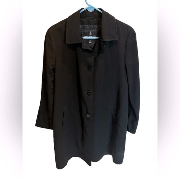 London Fog Women’s Black Long Trench Coat Lined Water Resistant Size Medium - Picture 1 of 3